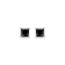 Sølv ørestikker rhodineret med sort zirconia i 4 grabber - 4 mm