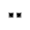 Sølv ørestikker rhodineret med sort zirconia i 4 grabber - 5 mm