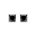 Sølv ørestikker rhodineret med sort zirconia i 4 grabber - 6 mm