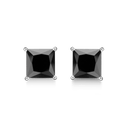Sølv ørestikker rhodineret med sort zirconia i 4 grabber - 7 mm