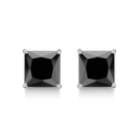 Sølv ørestikker rhodineret med sort zirconia i 4 grabber - 8 mm