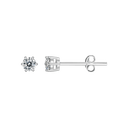 Sølv ørestikker rhodineret med 4 mm zirconia i 6 grabber - 4 mm