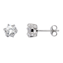 Sølv ørestikker rhodineret med 6 mm zirconia i 6 grabber - 6 mm