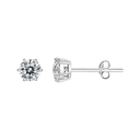 Sølv ørestikker rhodineret med 7 mm zirconia i 6 grabber - 7 mm