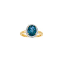 14kt. guldring roset m/dia. 0.12ct W/SI L. topas