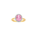 14kt. guldring roset m/dia 0.12ct W/SI+pink topas