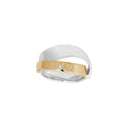 Sølv Rh. ring m. 14 kt.+ dia.0.010ct W/SI