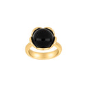 Sølv forgyldt ring FlowerStor m/onyx