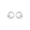 Sølv ørestikker cirkel med zirconia i rørfatning - 4 mm i diameter