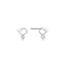 Sølv ørestikker rhodineret fugl med syntetisk cubic zirconia under.