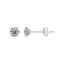 Sølv ørestikker 6 mm zirconia i 4 grabber