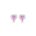 Sølv ørestikker hjerte med pink zirconia