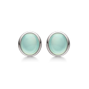 Sølv ørestikker rhodineret oval med aqua agat