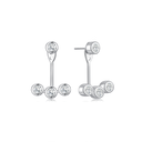 Sølv ørestikker rhodineret to i en 3 syntetisk cubic zirconia på bue og 1 i toppen.