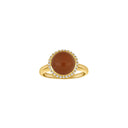 14kt. guldring m. orange månesten + 0.16ct W/SI