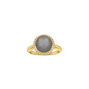 14kt. guldring m. grå månesten + 0.16ct W/SI