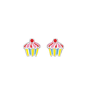 Sølv ørestikker cupcake med multi farvet blyfri emalje