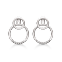 Sølv ørestikker rhodineret 2-i-1 cirkler med syntetiske cubic zirconia. Mål: lille cirkel 5 stor 10 mm. i diameter. længde 14mm.