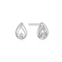 Sølv ørestikker rhodineret dråbe med dobbelt streg i den ene side og syntetiske cubic zirconia.