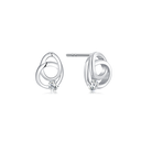 Sølv ørestikker rhodineret dobbelt oval flettet med en syntetiske cubic zirconia.