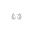Sølv ørestikker rhodineret oval med zirconia