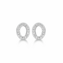 Sølv ørestikker rhodineret oval med zirconia i kanten