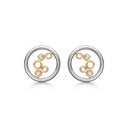 Sølv ørestikker rhodineret/forgyldt cirkler med zirconia