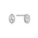 Sølv ørestikker rhodineret oval med en syntetisk cubic zircornia.