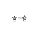 Sølv ørestikker sort rhodineret stjerne med syntetisk cubisk zirconia.