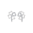 Sølv ørestikker rhodineret firkløver af 4 hjerter med syntetiske cubic zirconia.  Mål: 16 x 12  mm.