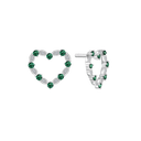 Sølv ørestikker rhodineret hjerte med syntetiske smaragder og zirconia - 12 x 12 mm