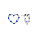Sølv ørestikker rhodineret hjerte med syntetiske blå spinel og zirconia - 12 x 12 mm