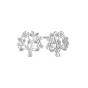 Sølv ørestikker rhodineret livets træ med zirconia - 11,5 x 12,5 mm