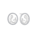 Sølv ørestikker rhodineret oval mor/barn med zirconia - 13,5 x 11,1 mm