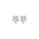 Sølv ørestikker rhodineret firkløver blank med stilk - 9 x 7 x 1,3 mm