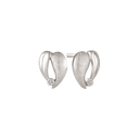Sølv ørestikker rhodineret hjerte mat og blank med zirconia