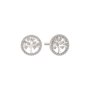 Sølv ørestikker rhodineret livets træ i cirkel zirconia - 4,5 mm i diameter