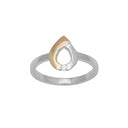 Rhod. sølvring m/dia 0.03ct w/p og 8kt. guld