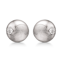 Sølv øresikker rhodineret mat og blank - yin og yang med zirconia i den blanke del