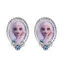Sølv ørestikker Elsa i oval med zirconia i bunden