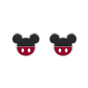 Sølv ørestikker Mickey med sort og rød