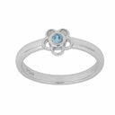 Rhod. sølvbørnering blomst m/lyseblå cz