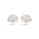 Sølv ørestikker rhodineret livets træ med zirconia"Tree of life" Mål 10 mm