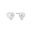 Sølv ørestikker rhodineret hjerte med syntetisk cubic zirconia.