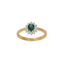 8kt. guldring roset m/synt. smaragd og cz
