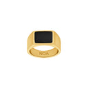 stål ring IP gold med black agate