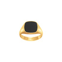 stål ring IP gold med black agate