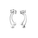Sølv ear cuff rhodineret dobbelt kort bue og aflnge bue med ferskvandsperler