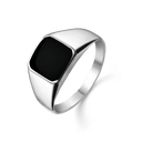 Sølv ring pladering med onyx. Mål: 12,4 x 11,2 mm.