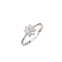Sølv ring blomst med 8 blade og syntetisk cubic zirconia i midten.